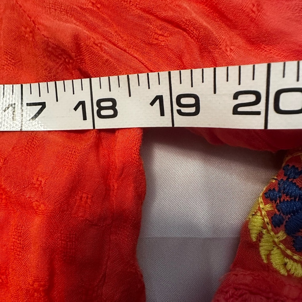 Umgee Coral Tunic / Dress (mini) with Blue and Yellow Embroidery Size Medium EUC - Picture 8 of 13